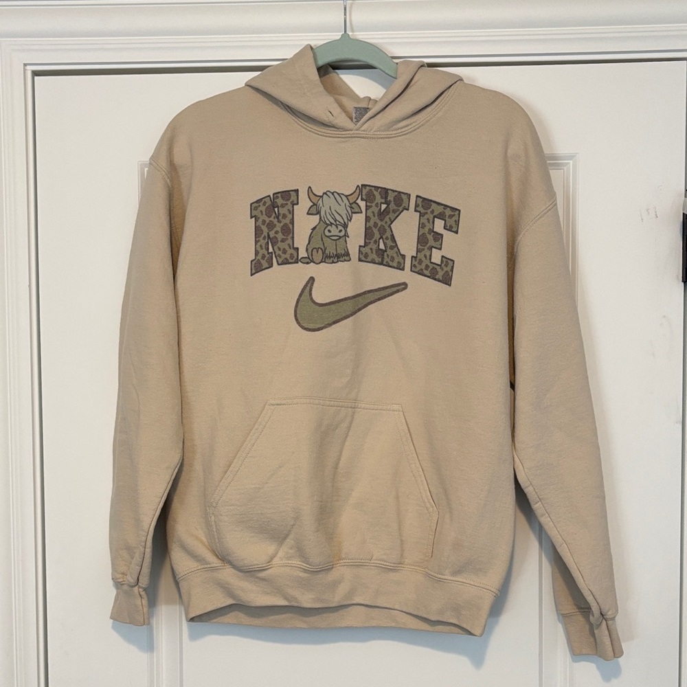 Gildan Beige Hoodie with Graphic Design